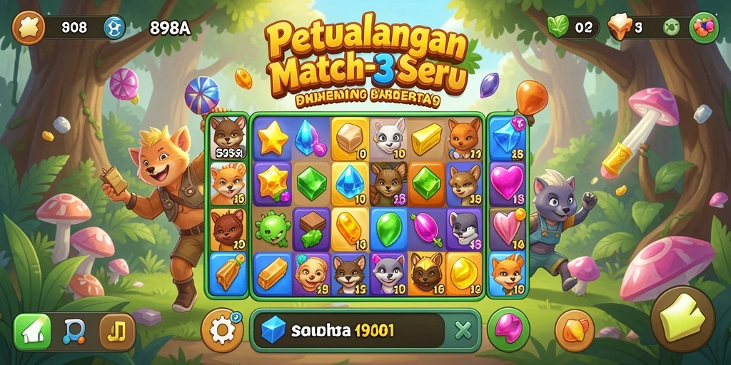 Tangkapan layar gameplay seru di 898A Match-3.