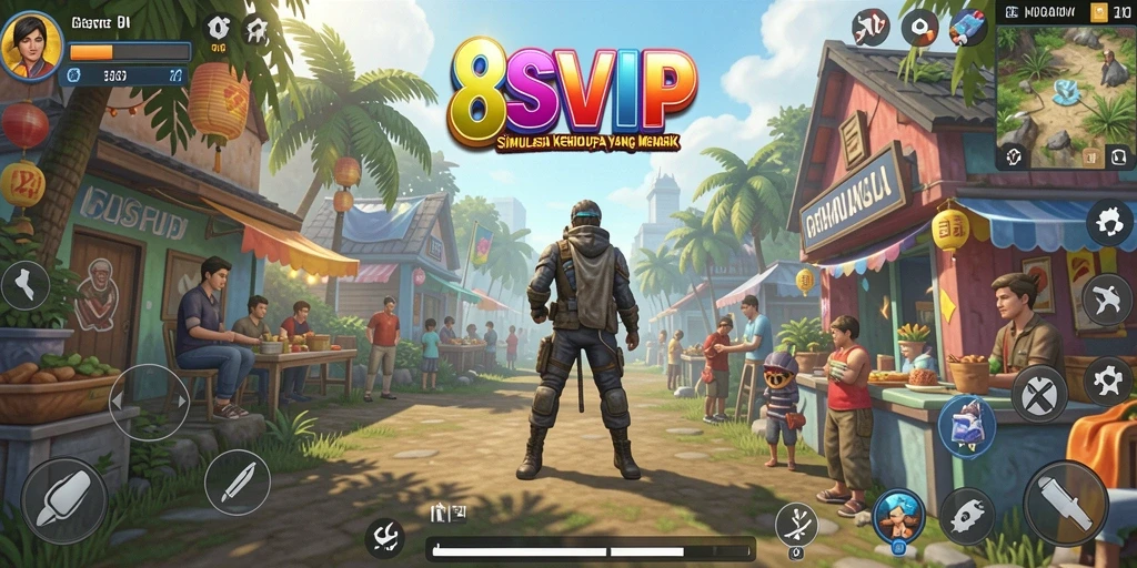 Screenshot gameplay yang menunjukkan aktivitas sehari-hari dalam 8SVIP.