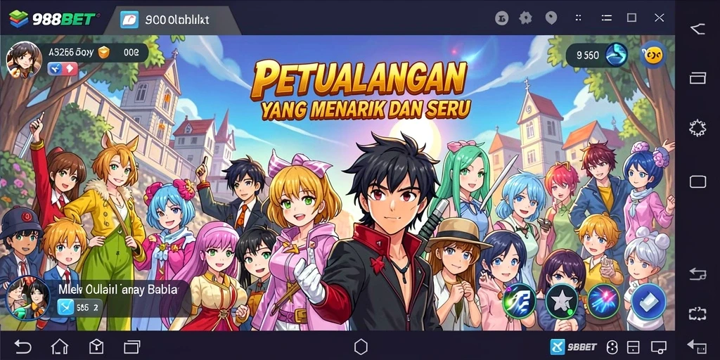 Tampilan dinamis dari karakter Anime yang beraksi dalam permainan.