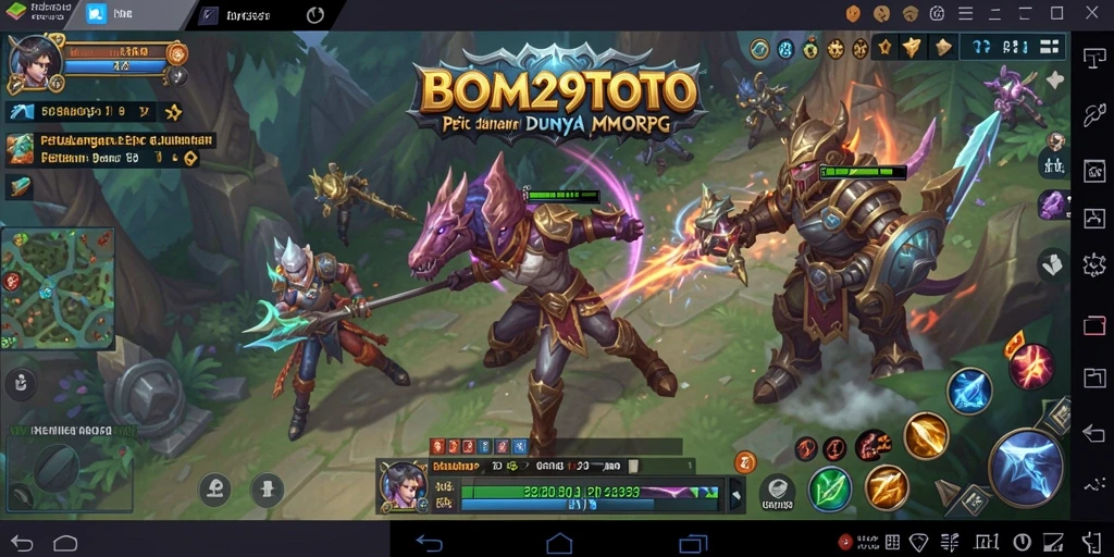 Tangkapan layar gameplay BOM29TOTO yang memperlihatkan pertarungan seru dalam dunia MMORPG.