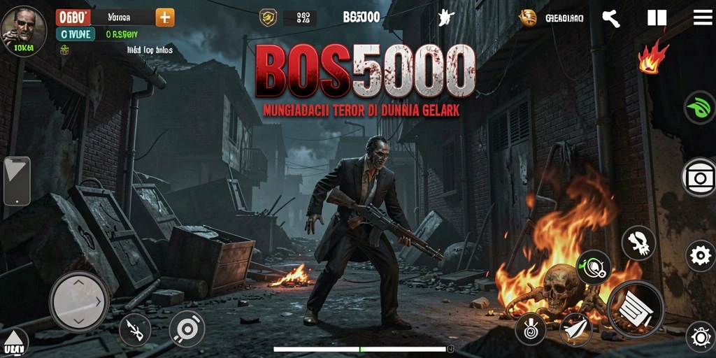 Menampilkan gameplay menegangkan dalam suasana kegelapan.