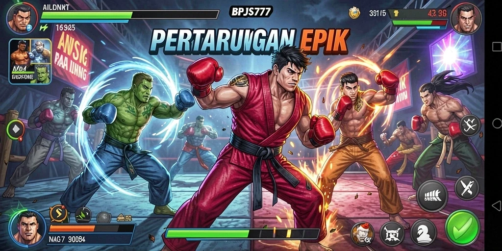 Tampilan gameplay seru dalam pertarungan BPJS777.