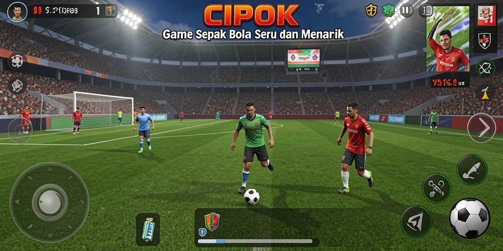 Tampilan gameplay sepak bola yang seru dan kompetitif di CIPOK.
