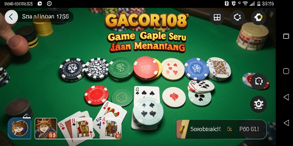 Tampilan gameplay GACOR108 dengan suasana bermain Gaple yang seru.