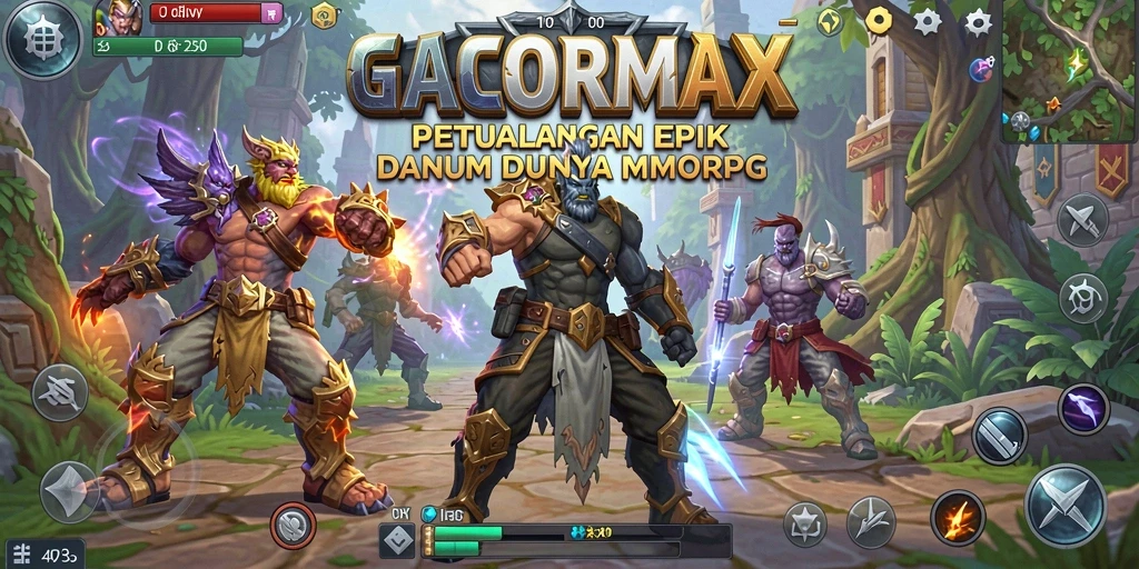 Tangkapan layar utama GACORMAX menampilkan aksi seru dalam gameplay MMORPG.