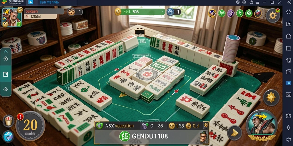 Screenshot gameplay GENDUT188 menampilkan visual menarik dari permainan Mahjong.