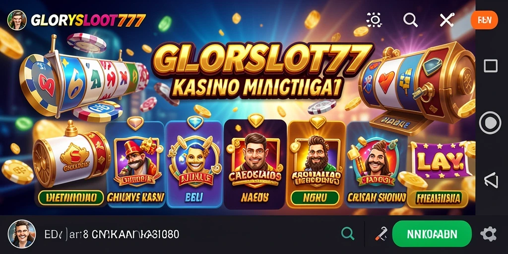 Screenshot GLORYSLOT777 menampilkan mesin slot yang berwarna-warni dan menarik.