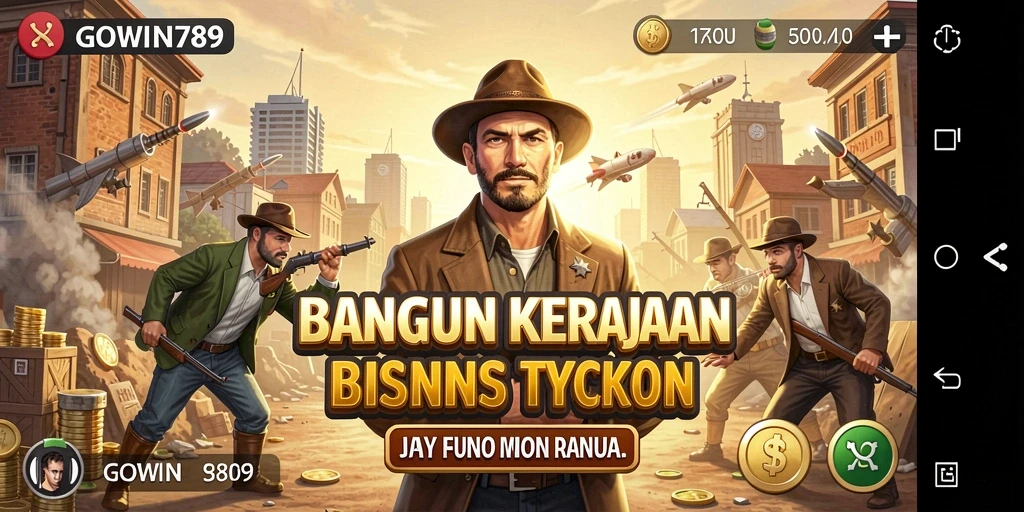 Screenshot utama GOWIN789 menampilkan gameplay seru dalam membangun kerajaan bisnis.