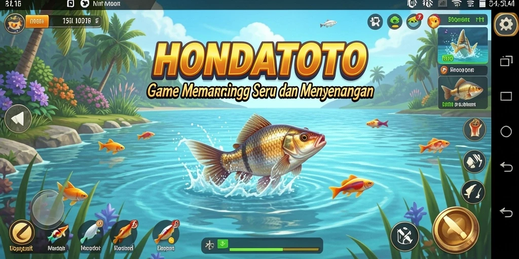 Gameplay HONDATOTO menampilkan pengalaman memancing yang mendebarkan dan menawan.