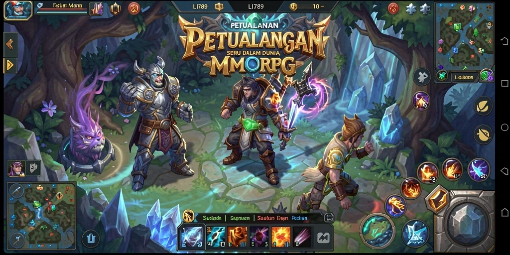 Screenshot gameplay LI789 menunjukkan aksi seru dalam pertarungan MMORPG.