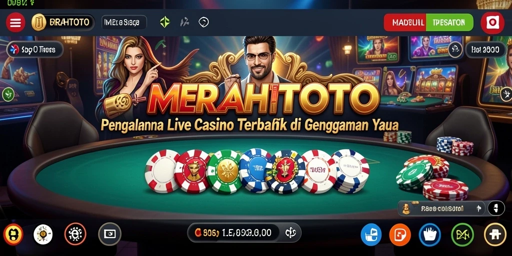 Screenshot MERAHTOTO menampilkan dealer langsung dan suasana kasino yang mendebarkan.