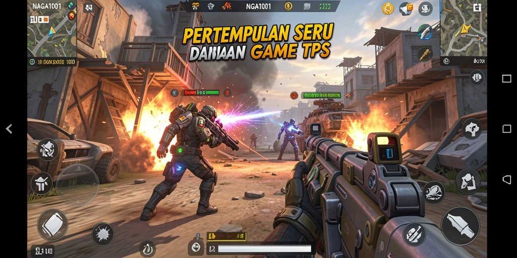 Screenshot NAGA1001 menampilkan aksi intens dalam permainan TPS.