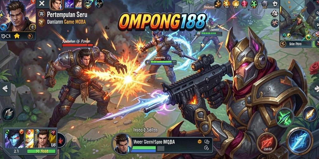 Screenshot gameplay OMPONG188 yang menunjukkan aksi pertempuran seru di arena.