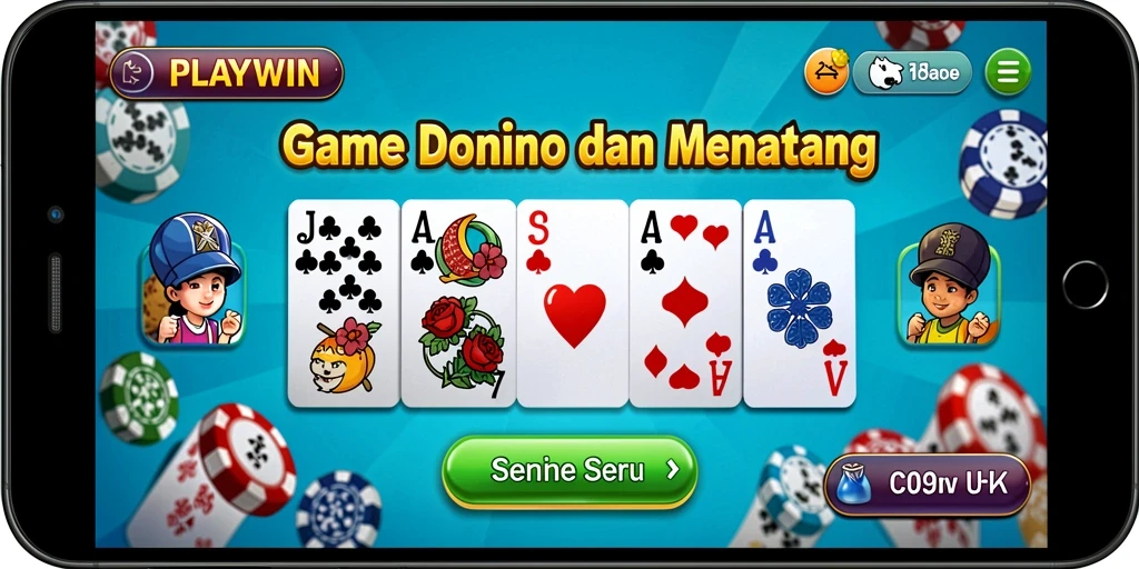 Screenshot gameplay <strong>PLAYWIN</strong> yang menampilkan keseruan bermain Domino.