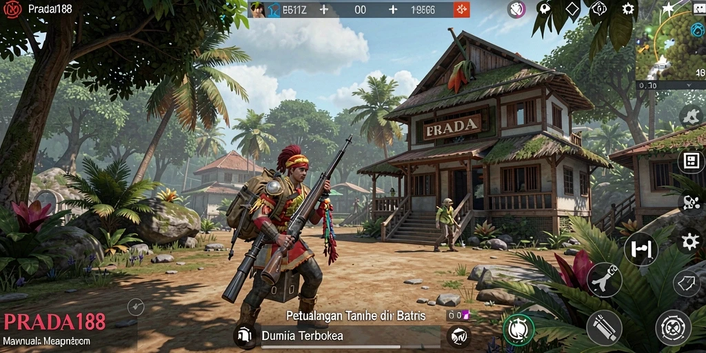 Tampilan gameplay Open World yang epik dan mendebarkan di PRADA188.