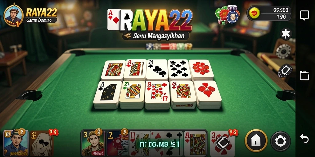 Tampilan gameplay seru dalam permainan Domino RAYA22.