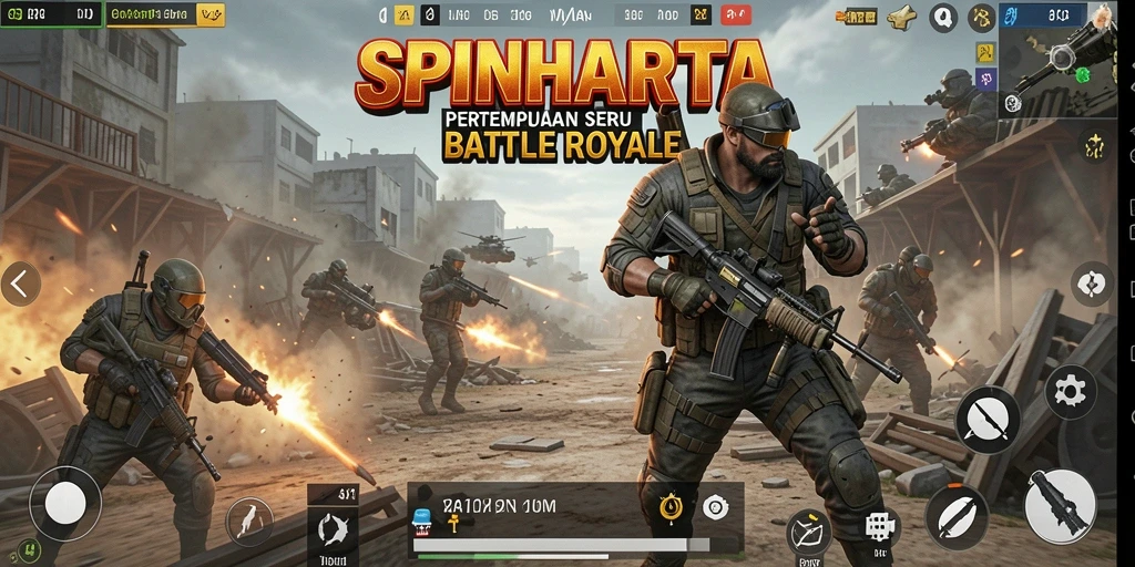 Gameplay seru SPINHARTA yang penuh aksi Battle Royale.