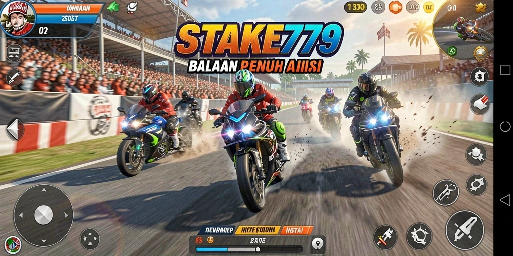 Gameplay STAKE779 dengan aksi balap motor mendebarkan.