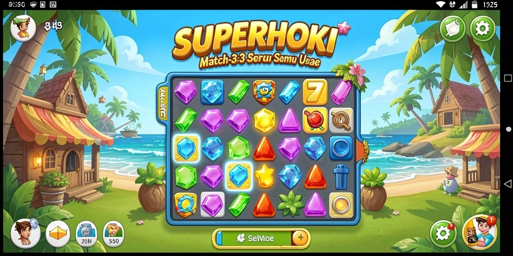 Tangkapan layar menunjukkan gameplay seru dari permainan Match-3.