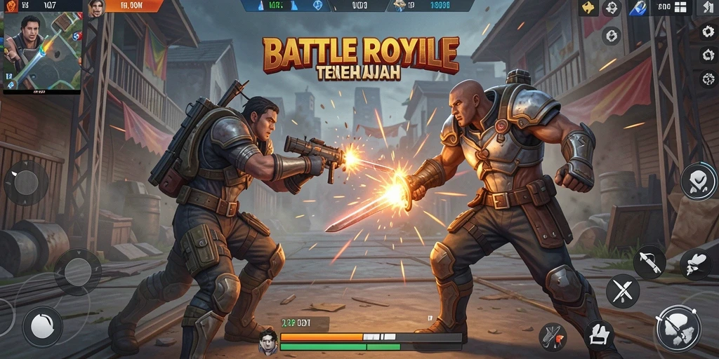 Tampilan gameplay V07 yang intens dalam arena Battle Royale.